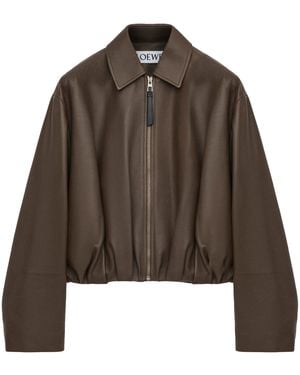Loewe Calfskin Draped Bomber Jacket - Brown