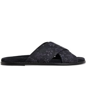 Eleventy Embroidered Crossover Slides - Blue