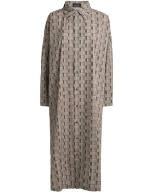 Eskandar Geometric Print Midi Shirt Dress - Grey