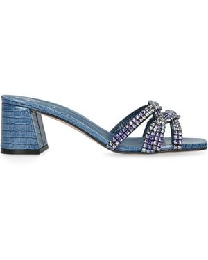 Gina Leather Rego Heeled Mules 55 - Blue
