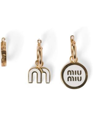 Miu Miu Enamelled Logo Single Earrings - Metallic