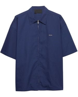 Prada Zipped Bowling Shirt - Blue