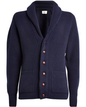 Harrods Cashmere Shawl-Collar Cardigan - Blue
