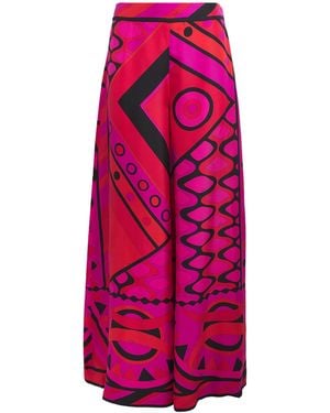 PUCCI Silk Vivara Wide-Leg Pants - Pink