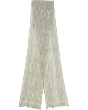McQueen Silk Pleated Skull Scarf - White