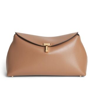 TOTEME Leather T-Lock Clutch Bag - Brown