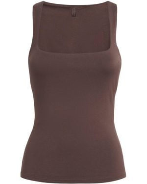 Skims Smooth Layers Square-Neck Cami Top - Brown