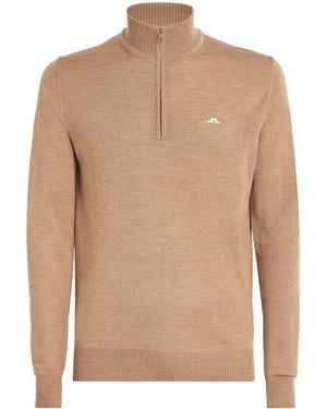 J.Lindeberg Merino Wool Quarter-Zip Kian Jumper - Natural