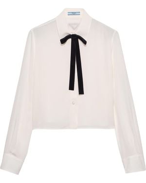 Prada Silk Pussybow Shirt - White