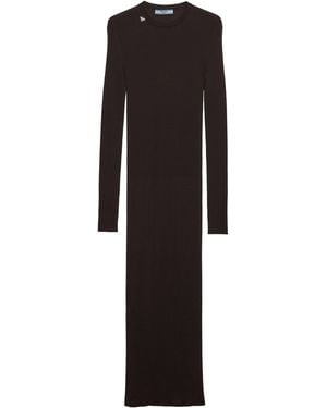 Prada Wool Triangle Charm Midi Dress - Black