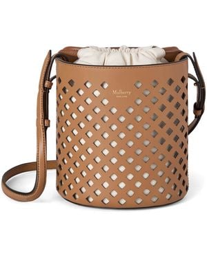 Mulberry Leather Perforated Bucket Bag - Brown