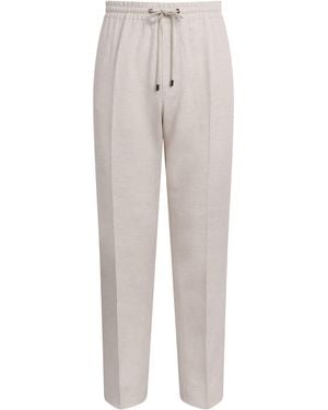 Pal Zileri Lyocell-Linen Drawstring Trousers - Grey