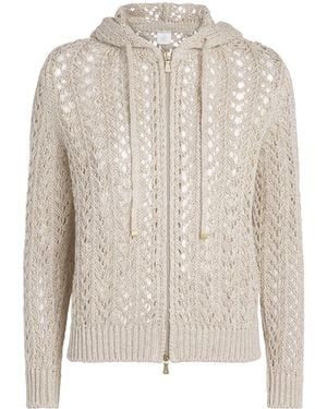 Eleventy Cotton-Linen-Blend Knitted Cardigan - White