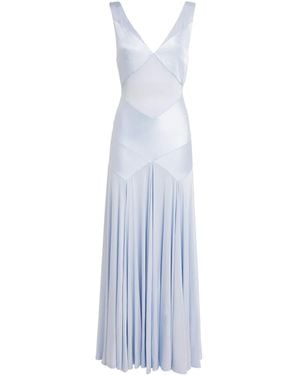 Self-Portrait Satin Paneled Maxi Dress - White