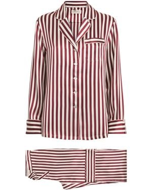 Olivia Von Halle Silk Floral Lila Soren Pyjama Set - Red