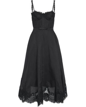 Zimmermann Linen-Silk Hypnotic Midi Dress - Black
