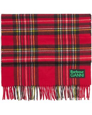 Barbour X Ganni Wool Tartan Scarf - Red