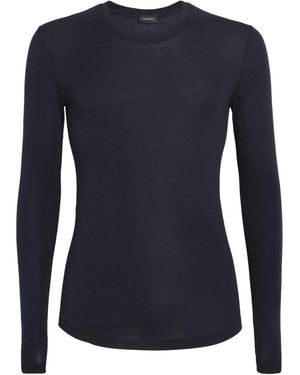 Hanro Silk-Cashmere Long-Sleeve T-Shirt - Blue