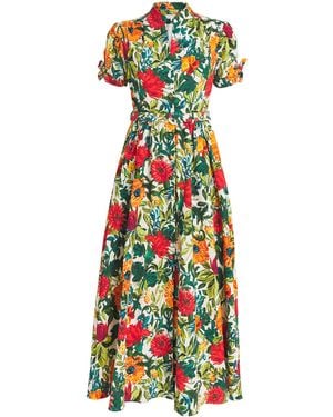 Saloni Cotton Ena Maxi Shirt Dress - Green