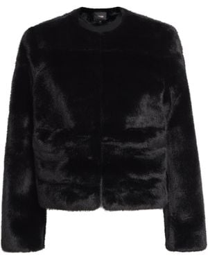 Maje Faux Fur Cropped Jacket - Black