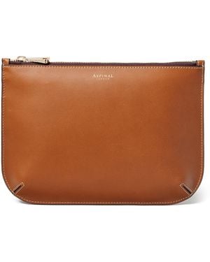 Aspinal of London Large Leather Ella Pouch - Brown