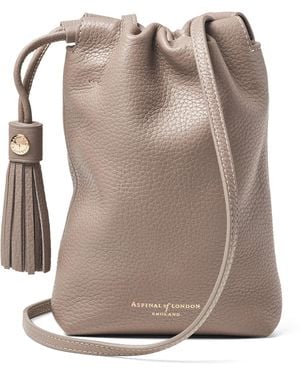 Aspinal of London Leather Hudson Drawstring Cross-Body Bag - Brown