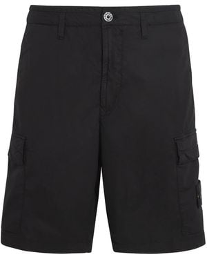 Stone Island Stretch-Cotton Cargo Shorts - Black