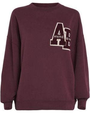 Anine Bing Oversized Miles Letterman Sweatshirt - Purple