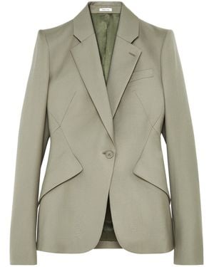 McQueen Wool Gabardine Single-Breasted Jacket - Green