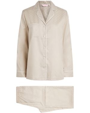 Derek Rose Cotton Jacquard Pajama Set - White