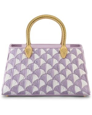 BVLGARI Raffia Serpentine Duette Top-Handle Bag - Purple