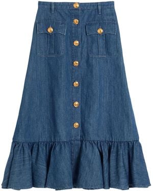 Valentino Garavani Denim Midi Skirt - Blue