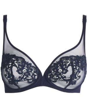 Simone Perele Lace Saga Plunge Underwired Bra - Blue