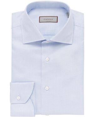 Canali Cotton Micro-Pattern Shirt - Blue