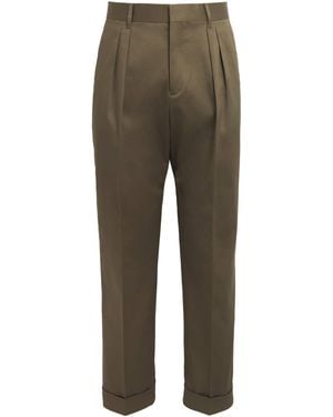 Paul Smith Cotton-Blend Pleated Wide-Leg Trousers - Green