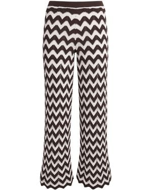 Maje Cotton Zigzag Crochet Trousers - White