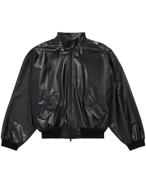 Balenciaga Leather Harrington Jacket - Black