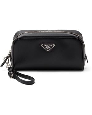 Prada Saffiano Leather Logo Pouch - Black