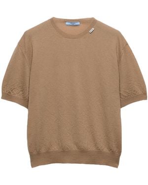Prada Cashmere Short-Sleeve Jumper - Natural