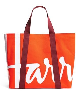 Harrods Large Cotton Logo Tote Bag - Red