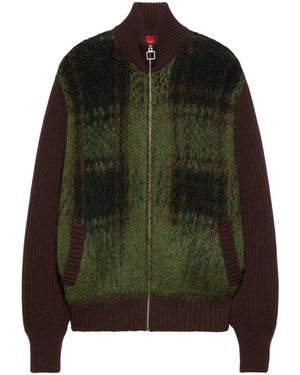 MAX&Co. Plaid Zip-Up Cardigan - Green