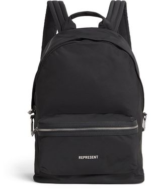 Represent Nylon Logo Backpack - Black