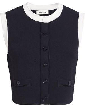 Sandro Sleeveless Cropped Cardigan - Blue