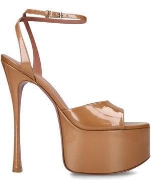AMINA MUADDI Patent Leather Aya Platform Heeled Sandals 155 - Brown