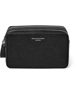 Aspinal of London Leather Mount Street Toiletries Bag - Black