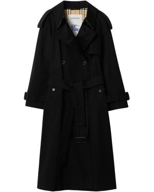 Burberry Long Gabardine Fitzrovia Trench Coat - Black