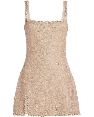 Clio Peppiatt Embellished Athena Mini Dress - Natural