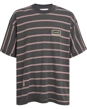 Song For The Mute Cotton Stripe Gym Oversized T-Shirt - Grey