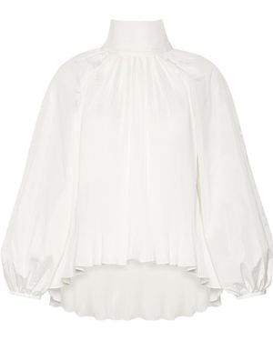 Max Mara Pleated Pussybow Blouse - White