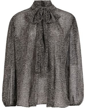 Dolce & Gabbana Dolce&Gabbana Silk Chiffon Blouse With Chevron Print - Grey